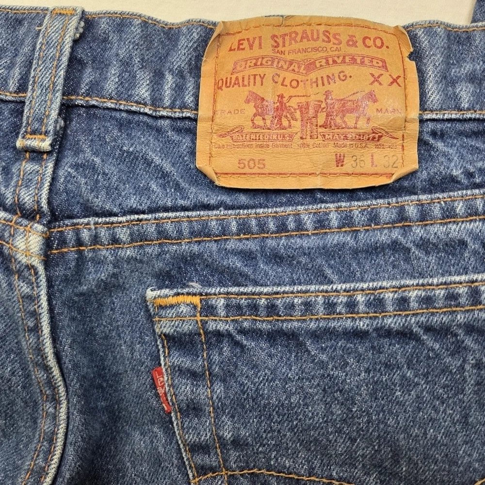 VTG‎ 1990 Levi’s 505-0217 Made in USA Jeans W36 L32 Blue Denim Regular Fit
